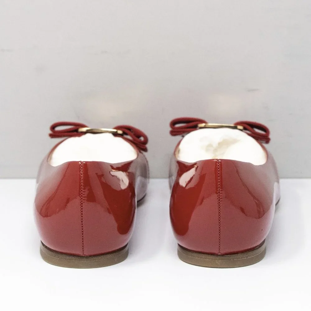 Salvatore Ferragamo Varina Red Patent Flats Size 5.5 B - Picture 6 of 7